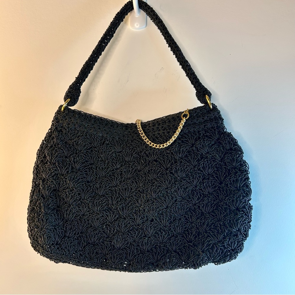 Vintage Elegant Black Crochet Shoulder Bag